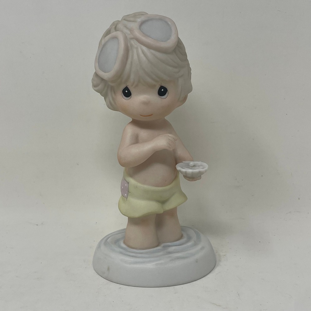 Precious Moments Friend Like You Boy Goggles Shell Figurine 1992 Enesco